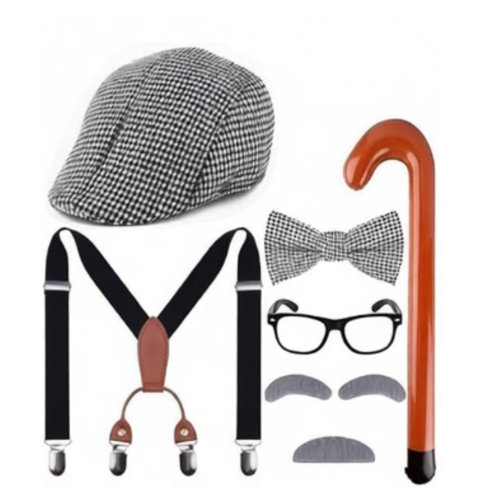 100일 학교 기념일 의상 노인 코스튬 모자 스트랩 넥 - Men'S Accessories In The 1920S 리뷰 및 가격