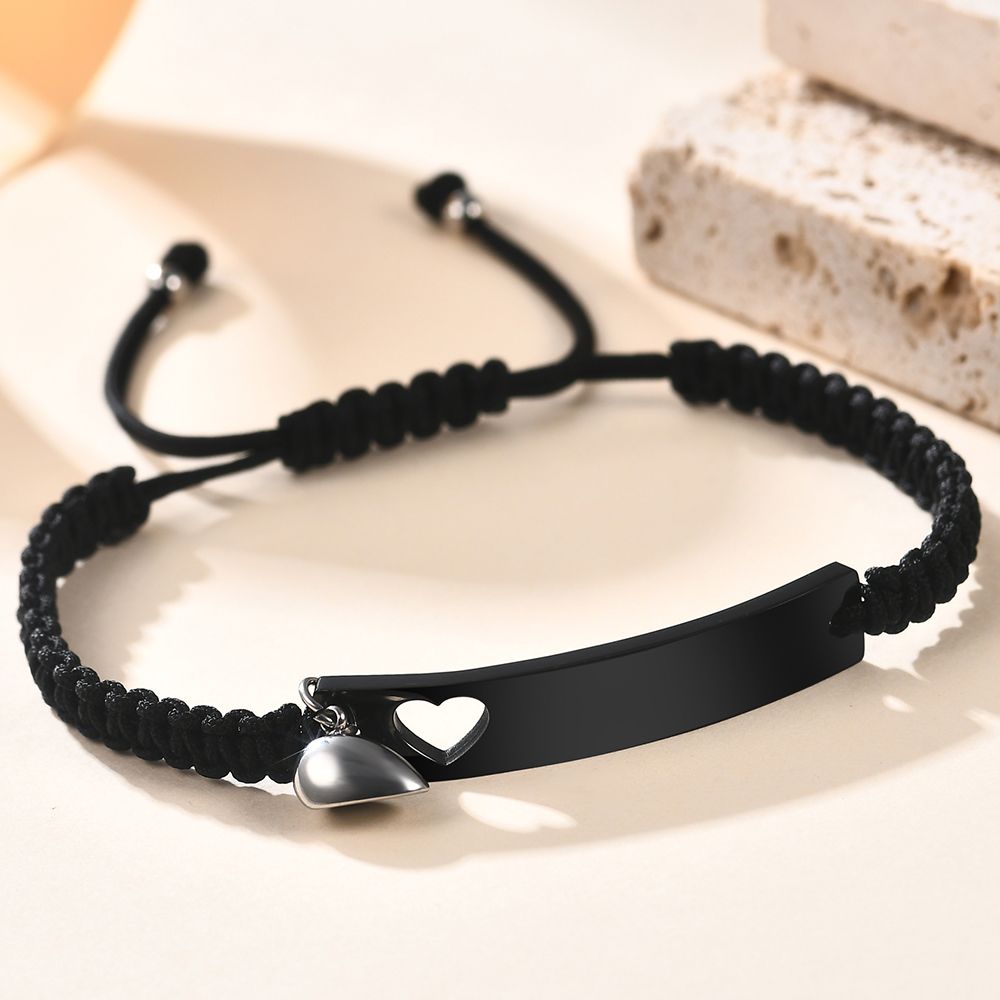 맞춤 제작 스테인리스 스틸 커플 팔찌 세트, 검은색으로 - Men Accessories All 리뷰 및 가격