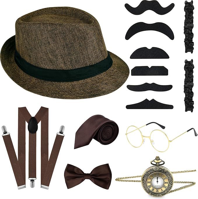 남성용 1920년대 개츠비 코스튬 액세서리 세트 갈색  - Men'S Accessories In The 1920S 리뷰 및 가격